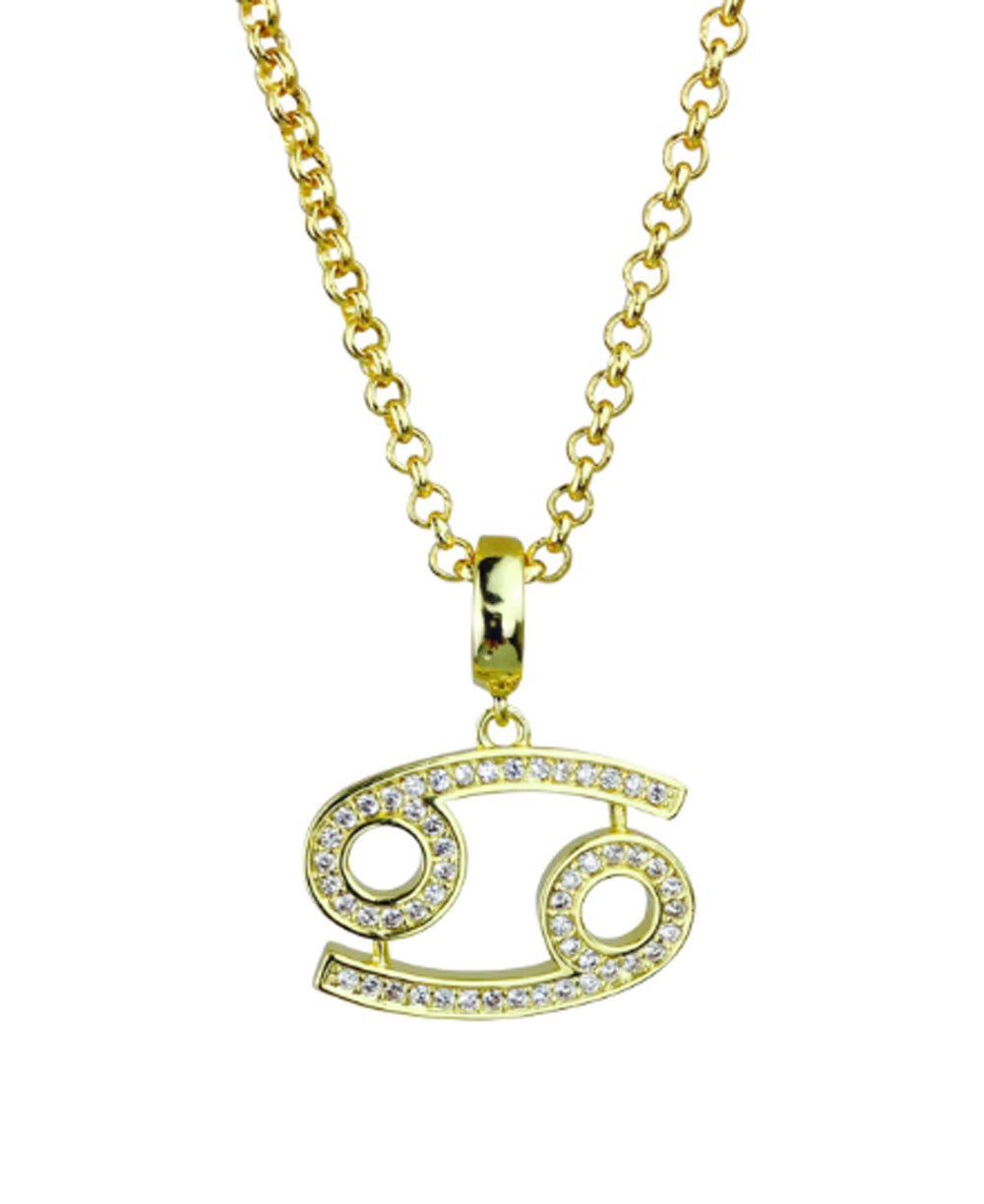 Gold & Silver Plated Cancer Horoscope Zodiac Czech Crystal Pendant Necklace