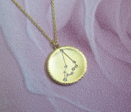 Gold Capricorn Star Constellation Zodiac Pendant