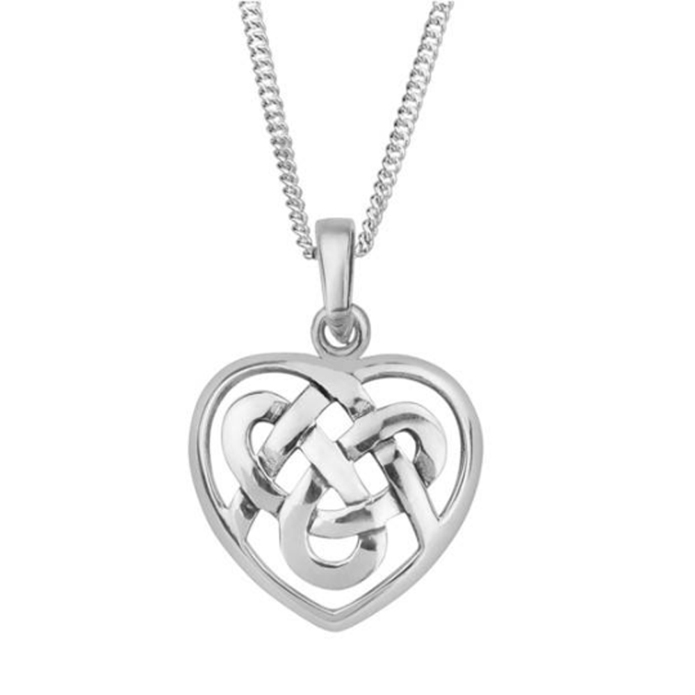 Celtic Heart Knot Solid 925 Sterling Silver Pendant Necklace