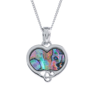 Lucky Paua Shell Celtic Heart Pendant Necklace
