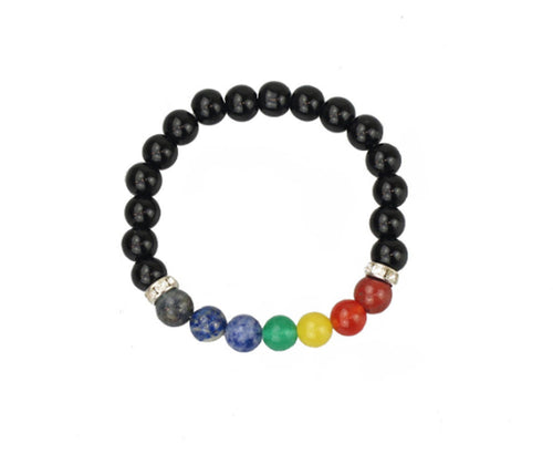 Chakra Power Crystal Bracelet in Black With Real Gemstones