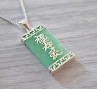 Lucky Genuine Grade A Jade 925 Sterling Silver Good Luck Pendant
