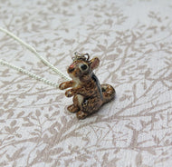 Baby Chipmunk Porcelain Pendant Necklace