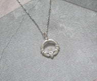Sterling Silver Irish Claddagh Celtic Pendant Necklace