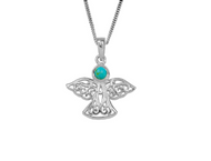 Sterling Silver Celtic Lucky December Angel Birthstone Pendant Necklace