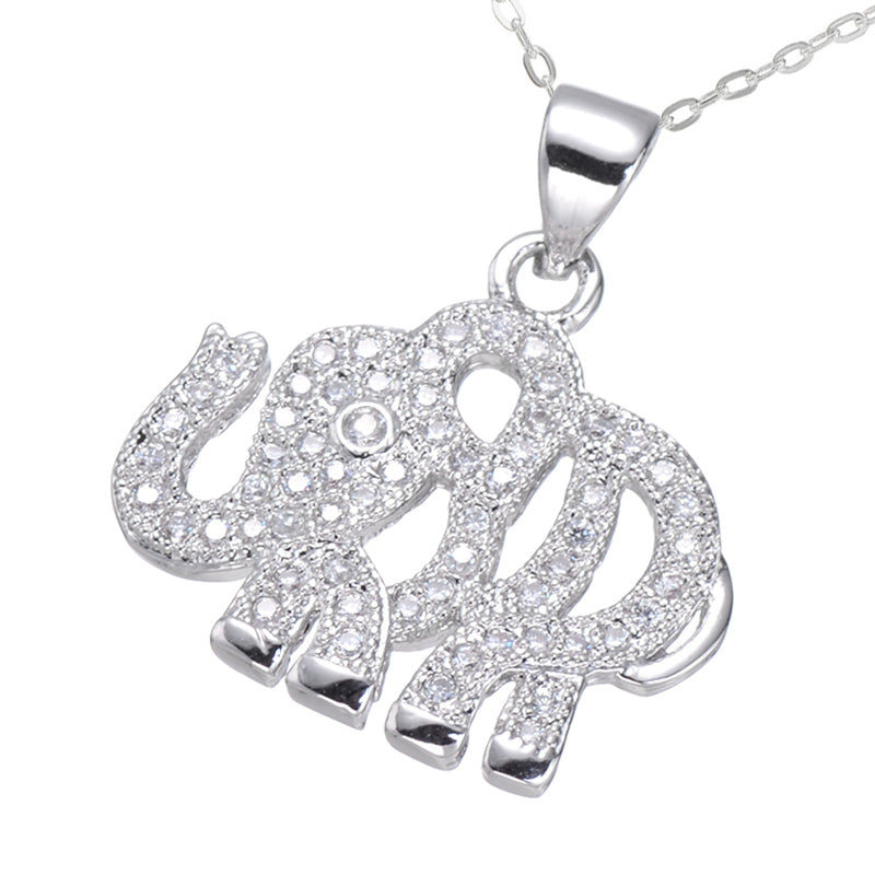 Rose Gold, Gold and Silver Plated Crystal Elephant Pendant Necklace