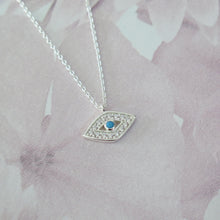 Load image into Gallery viewer, Sterling Silver Evil Eye Pendant Necklace