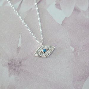 Sterling Silver Evil Eye Pendant Necklace