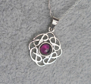 Sterling Silver Celtic Knot February Birthstone Pendant