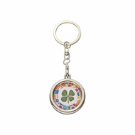 Lucky Real Four Leaf Clover Flowers Keyring Keychain