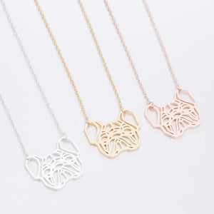 Rose Gold, Gold and Silver Plated French Bulldog Origami Pendant Necklace