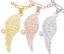 Load image into Gallery viewer, Gold, Silver and Rose Gold Plated Crystal Guardian Angel Wing Necklace Pendant