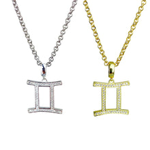 Load image into Gallery viewer, Gold &amp; Silver Plated Gemini Horoscope Zodiac Czech Crystal Pendant Necklace