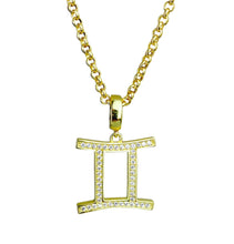 Load image into Gallery viewer, Gold &amp; Silver Plated Gemini Horoscope Zodiac Czech Crystal Pendant Necklace