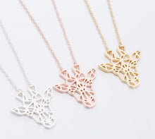 Load image into Gallery viewer, Rose Gold, Gold and Silver Plated Lucky Giraffe Origami Pendant Necklace