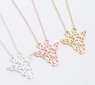 Rose Gold, Gold and Silver Plated Lucky Giraffe Origami Pendant Necklace