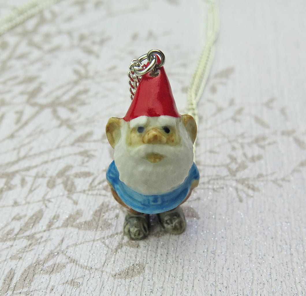 Lucky Gnome Porcelain Pendant Necklace