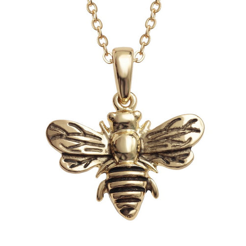 Lucky Golden Bumble Bee Pendant Necklace