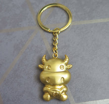 Load image into Gallery viewer, 2021 Chinese Year of The Ox Gold Keyring Keychain