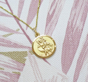 Sterling Silver Gold Plated Saint Christopher Pendant Necklace