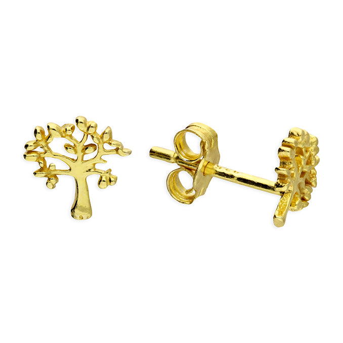 Sterling Silver 24k Gold Celtic Tree of Life Stud Earrings