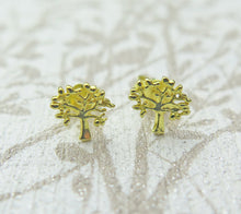 Load image into Gallery viewer, Sterling Silver 24k Gold Celtic Tree of Life Stud Earrings