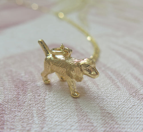 Sterling Silver Gold Plated Chinese Zodiac Year of the Dog Pendant Necklace