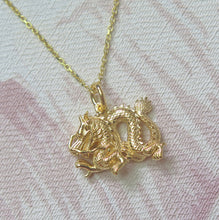 Load image into Gallery viewer, Sterling Silver Gold Plated Chinese Zodiac Year of the Dragon Pendant Necklace