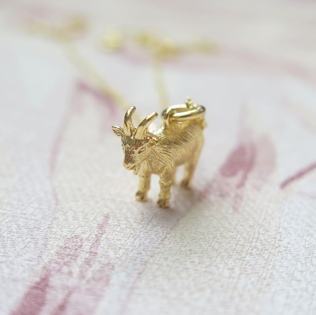 Sterling Silver Gold Plated Chinese Zodiac Year of the Goat Pendant Necklace