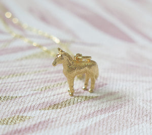Sterling Silver Gold Plated Chinese Zodiac Year of the Horse Pendant Necklace