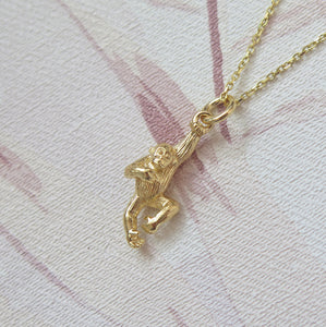 Sterling Silver Gold Plated Chinese Zodiac Year of the Monkey Pendant Necklace