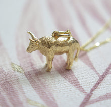 Load image into Gallery viewer, Sterling Silver Gold Plated Chinese Zodiac Year of the Ox Pendant Necklace