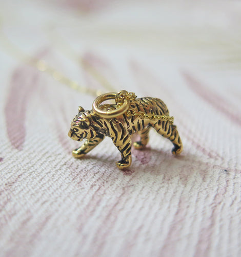 Sterling Silver Gold Plated Chinese Zodiac Year of the Tiger Pendant Necklace