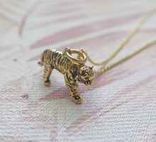Load image into Gallery viewer, Sterling Silver Gold Plated Chinese Zodiac Year of the Tiger Pendant Necklace