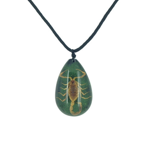 Real Scorpion Green Pendant Necklace