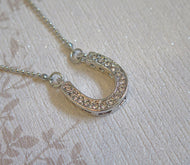 Lucky Horseshoe Crystal Silver Plated Necklace