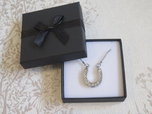 Lucky Horseshoe Crystal Silver Plated Necklace