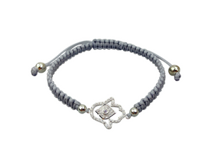 Grey Evil Eye Hamsa Hand Czech Crystal Bracelet