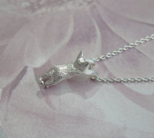 Sterling Silver Playful Kitten Cat Pendant Necklace