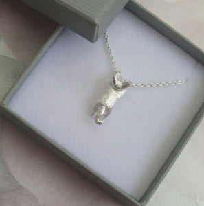 Sterling Silver Playful Kitten Cat Pendant Necklace