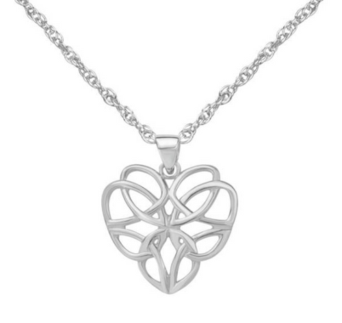 Celtic Knotwork Love Heart Solid 925 Sterling Silver Pendant Necklace
