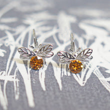 Load image into Gallery viewer, Sterling Silver Bumble Bee Crystal Earrings