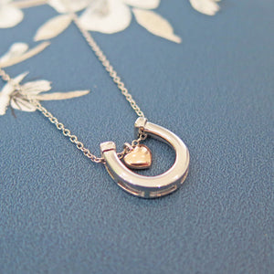 Sterling Silver Horseshoe Heart Pendant Necklace