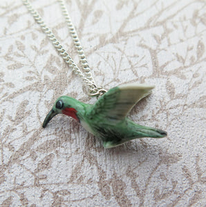 Hummingbird Porcelain Pendant Necklace