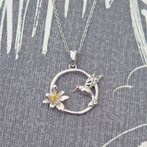 Sterling Silver Hummingbird Pendant Necklace