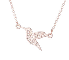 Load image into Gallery viewer, Rose Gold, Gold and Silver Plated Lucky Hummingbird Origami Pendant Necklace