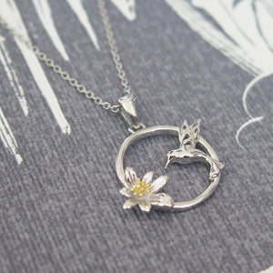 Sterling Silver Hummingbird Pendant Necklace