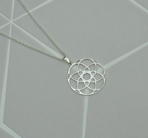 Celtic Flower of Life Solid 925 Sterling Silver Pendant Necklace