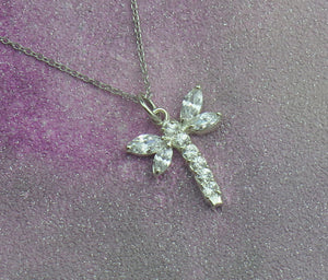Sterling Silver Lucky Crystal Dragonfly Pendant Necklace