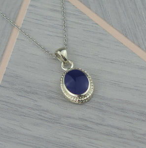 Lucky Vintage Sagittarius Sterling Silver Birthstone Pendant Necklace in Lapis